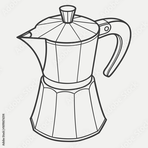 Classic moka pot illustration, coffee brewing tool