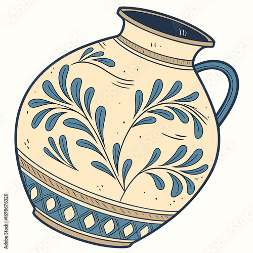 Elegant ceramic jug with floral design