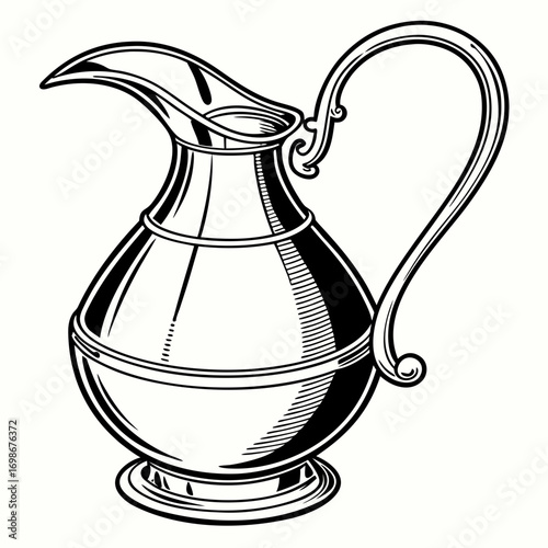 Elegant metal pitcher with a curved spout
