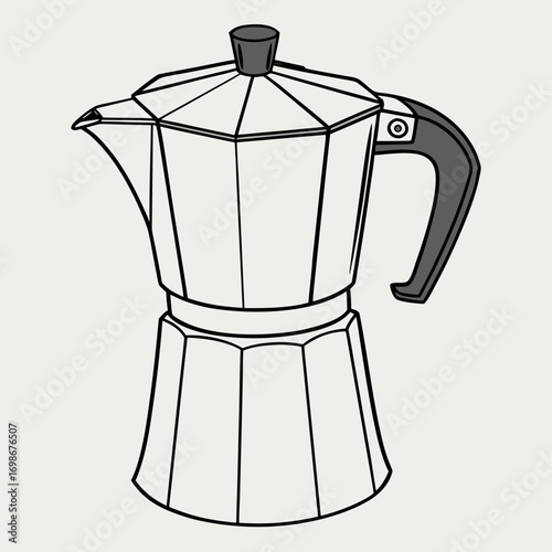 Moka pot illustration, a classic coffee maker