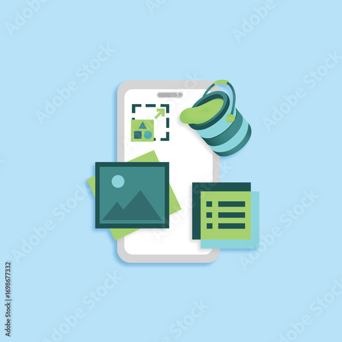 Mobile UI Design Vector with Creative Elements