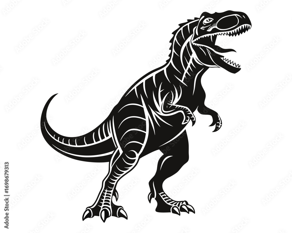 Obraz premium A bold, stylized silhouette of a Tyrannosaurus Rex, perfect for graphic design projects