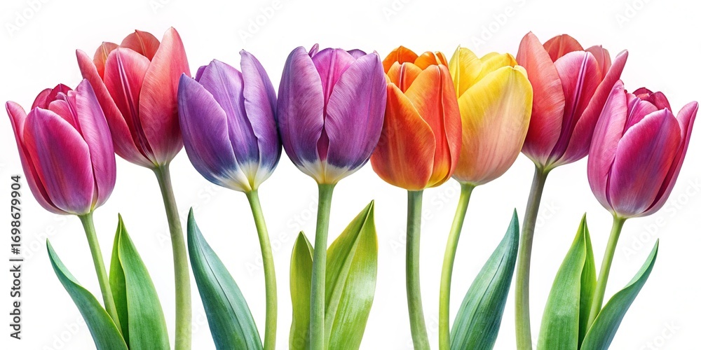 Fototapeta premium colorful tulips isolated on white