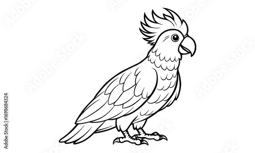Cockatoo Kids t shirt design silhouette and vector line art, High-Quality Illustration, Ideal for Relaxation and Stress Relief, Perfect for Adult Coloring Books and Printable Art Therapy.