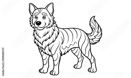 Bear dog Kids t shirt design silhouette and vector line art, Detailed High-Quality Line Art, Suitable for Adult Coloring Books, Stress Relief, Relaxation, and Printable Art Therapy Projects.