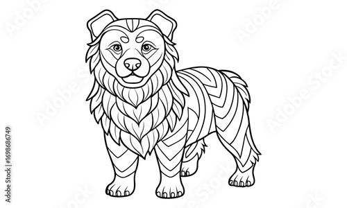 Bear dog Kids t shirt design silhouette and vector line art, Detailed High-Quality Line Art, Suitable for Adult Coloring Books, Stress Relief, Relaxation, and Printable Art Therapy Projects.