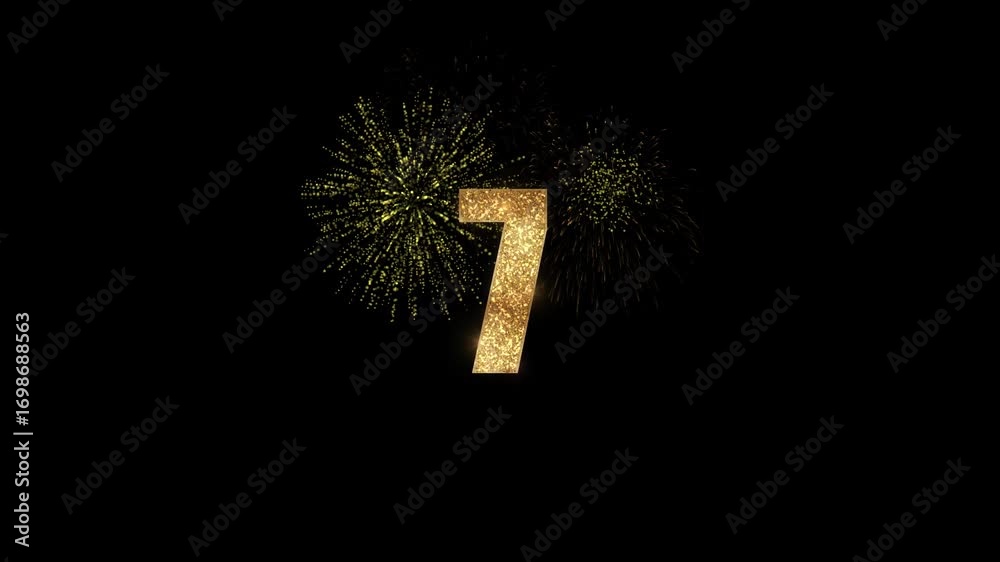 Golden Countdown with Fireworks Animation, Bonne Année french greeting, Happy New Year 2026