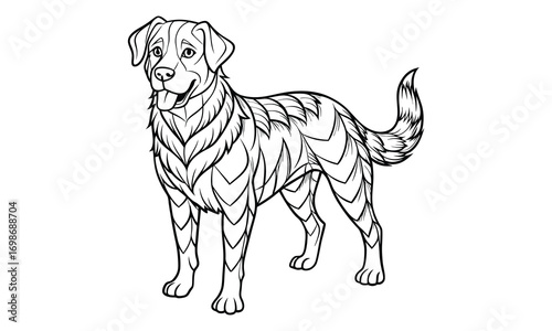 Ruby dog Kids t shirt design silhouette and vector line art, Detailed High-Quality Line Art, Suitable for Adult Coloring Books, Stress Relief, Relaxation, and Printable Art Therapy Projects.