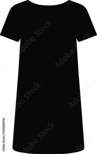 silhouette, shift dress, above-knee, short sleeve, straight cut