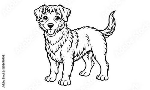 Tucker dog Kids t shirt design silhouette and vector line art, Detailed High-Quality Line Art, Suitable for Adult Coloring Books, Stress Relief, Relaxation, and Printable Art Therapy Projects.