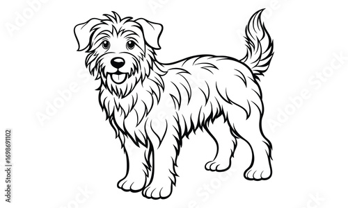 Tucker dog Kids t shirt design silhouette and vector line art, Detailed High-Quality Line Art, Suitable for Adult Coloring Books, Stress Relief, Relaxation, and Printable Art Therapy Projects.