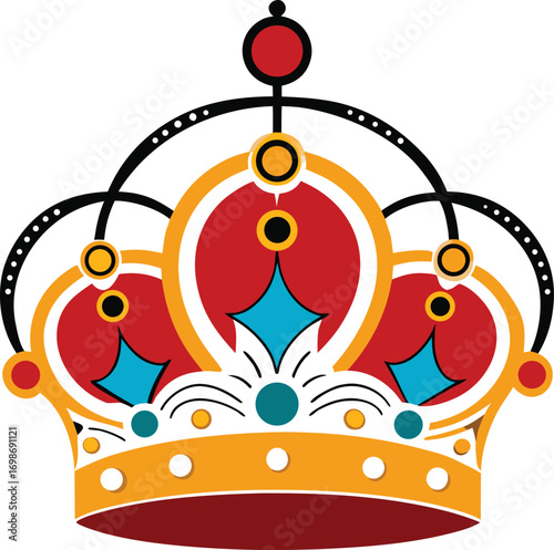 Colorful crown icon for graphic design