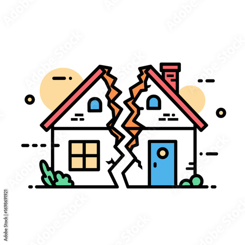 Illustrative graphic depicting the concept of property division during a divorce settlement