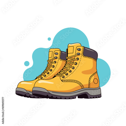 Durable yellow work boots with protective steel toes for tough jobs and safety