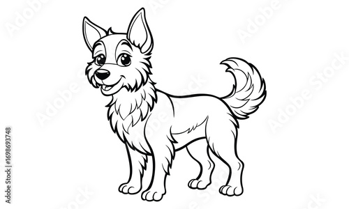 Roxy dog Kids t shirt design silhouette and vector line art, Detailed High-Quality Line Art, Suitable for Adult Coloring Books, Stress Relief, Relaxation, and Printable Art Therapy Projects.