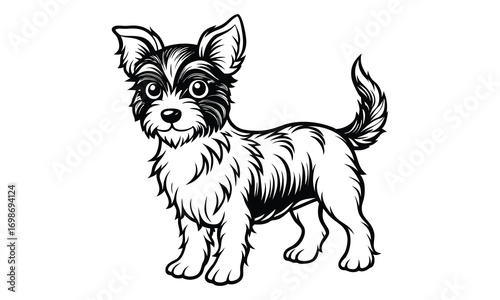 Roxy dog Kids t shirt design silhouette and vector line art, Detailed High-Quality Line Art, Suitable for Adult Coloring Books, Stress Relief, Relaxation, and Printable Art Therapy Projects.