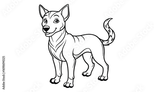 Roxy dog Kids t shirt design silhouette and vector line art, Detailed High-Quality Line Art, Suitable for Adult Coloring Books, Stress Relief, Relaxation, and Printable Art Therapy Projects.