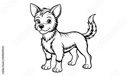 Roxy dog Kids t shirt design silhouette and vector line art, Detailed High-Quality Line Art, Suitable for Adult Coloring Books, Stress Relief, Relaxation, and Printable Art Therapy Projects.