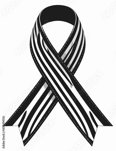 Zebra Awareness Ribbon Rare Disease Vector Icon
