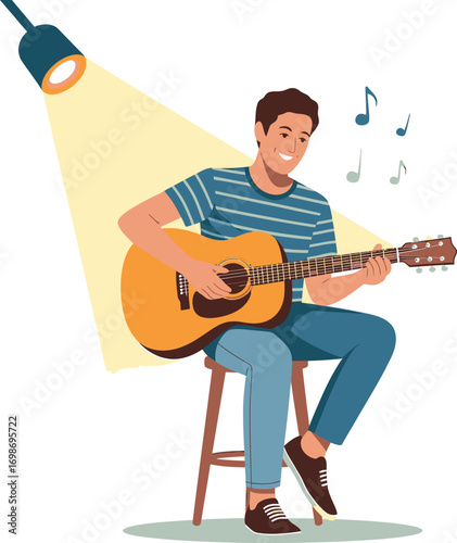 Acoustic Guitarist Performing on Stage  A Musician's Passion