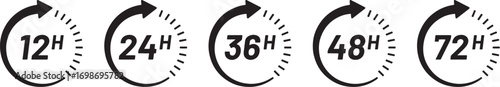time, duration, hours, clock, timer, countdown, schedule, deadline, service, delivery, fast, quick, speed, efficiency, circular arrow, progress, symbol, icon, graphic, design, illustration, numbers, 1