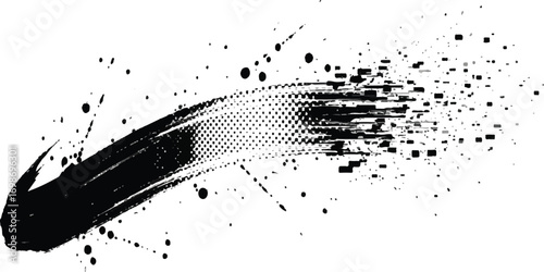 Abstract dark shape with minimal details on white background art concept