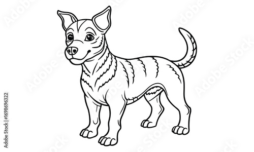 Jack dog Kids t shirt design silhouette and vector line art, Detailed Line Art, Perfect for Relaxation and Stress Relief, Great for Adult Coloring Books or Printable Art Therapy Activities.