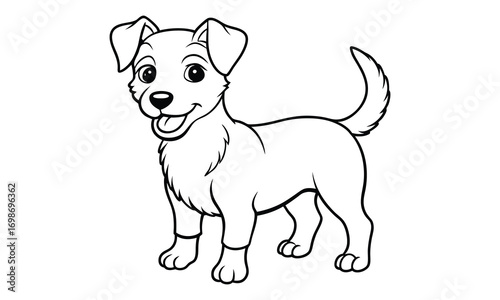 Jack dog Kids t shirt design silhouette and vector line art, Detailed Line Art, Perfect for Relaxation and Stress Relief, Great for Adult Coloring Books or Printable Art Therapy Activities.