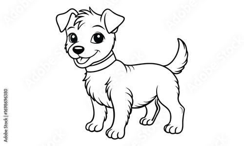 Jack dog Kids t shirt design silhouette and vector line art, Detailed Line Art, Perfect for Relaxation and Stress Relief, Great for Adult Coloring Books or Printable Art Therapy Activities.