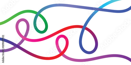 Vibrant Abstract Lines Intertwining on a Black Background. A dynamic image featuring interwoven, colorful lines in various shades of the rainbow against a solid black backdrop.