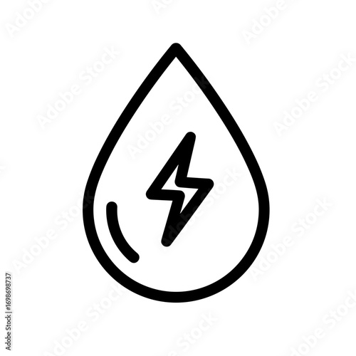 Water energy icon with lightning bolt inside a drop shape  