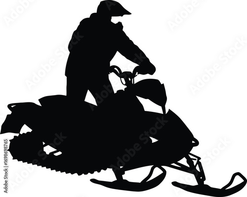a person riding snowmobile silhouette on transparent background