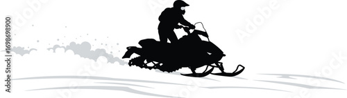a person riding snowmobile silhouette on transparent background