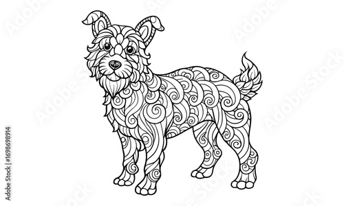 Sophie dog Adult t shirt design silhouette and vector line art, High-Quality Illustration, Ideal for Relaxation and Stress Relief, Perfect for Adult Coloring Books and Printable Art Therapy.