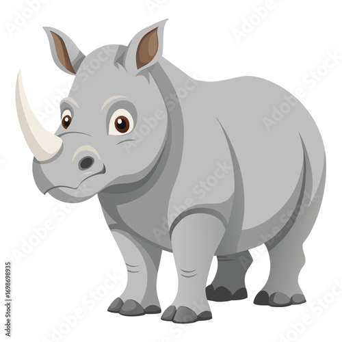 Adorable rhinoceros cartoon ready for conservation campaigns, educational resources, or children's books about wildlife, offering a gentle introduction to the animal kingdom