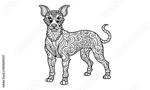 Sophie dog Adult t shirt design silhouette and vector line art, High-Quality Illustration, Ideal for Relaxation and Stress Relief, Perfect for Adult Coloring Books and Printable Art Therapy.