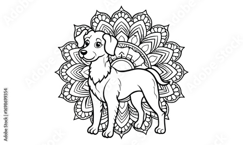 Sophie dog Adult t shirt design silhouette and vector line art, High-Quality Illustration, Ideal for Relaxation and Stress Relief, Perfect for Adult Coloring Books and Printable Art Therapy.