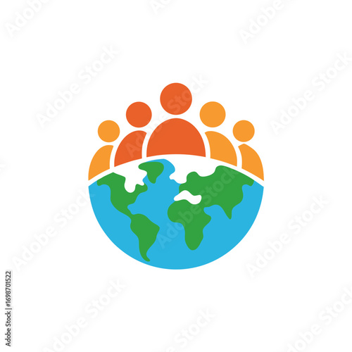 Diverse group of people standing on top of the earth
