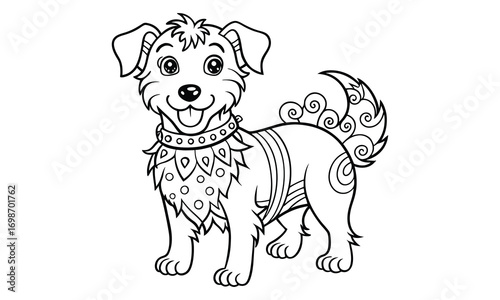 Bentley dog Kids t shirt design silhouette and vector line art, High-Quality Illustration, Ideal for Relaxation and Stress Relief, Perfect for Adult Coloring Books and Printable Art Therapy.
