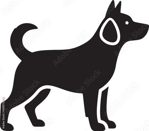 A dog in a standing pose rendered as a clean and versatile vector illustration