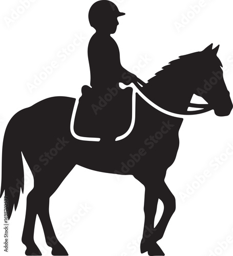Dynamic illustration of a skilled rider on a powerful horse in motion