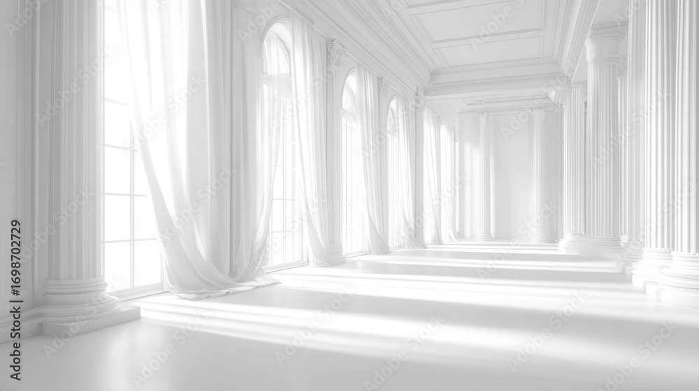 Obraz premium White hallway with sunlight