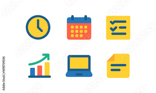 Productivity enhancement icons set for digital and print design