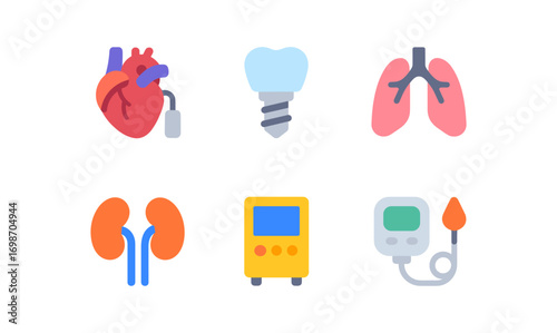 Artificial organ icons collection for medical design and education