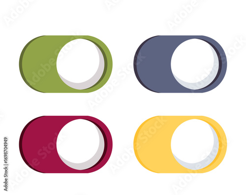 Vector Set of different color turn on and off icons