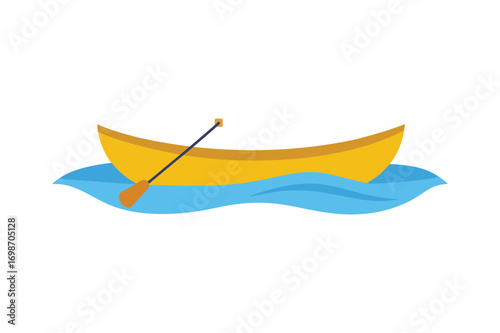 A colorful canoe on river vector art illustration