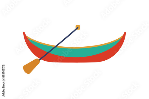 A colorful canoe vector art illustration