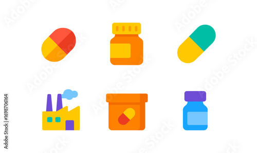 Pharmaceutical icons collection for medical design and healthcare applications