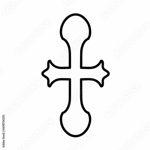 Simple outline of a religious cross symbol on a white background