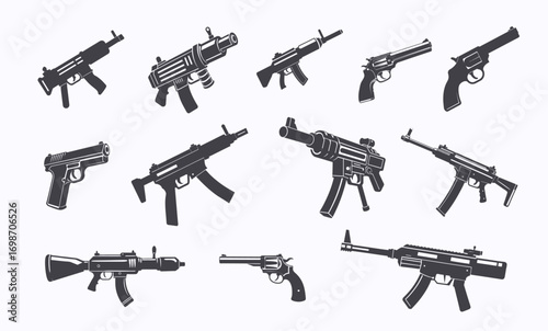 gun silhouettes military weaponry firearm collection designs